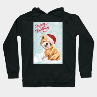 English Bulldog Puppy Merry Christmas Santa Dog Hoodie